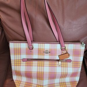 Coach Garden Plaid Gallery Tote. Like New!